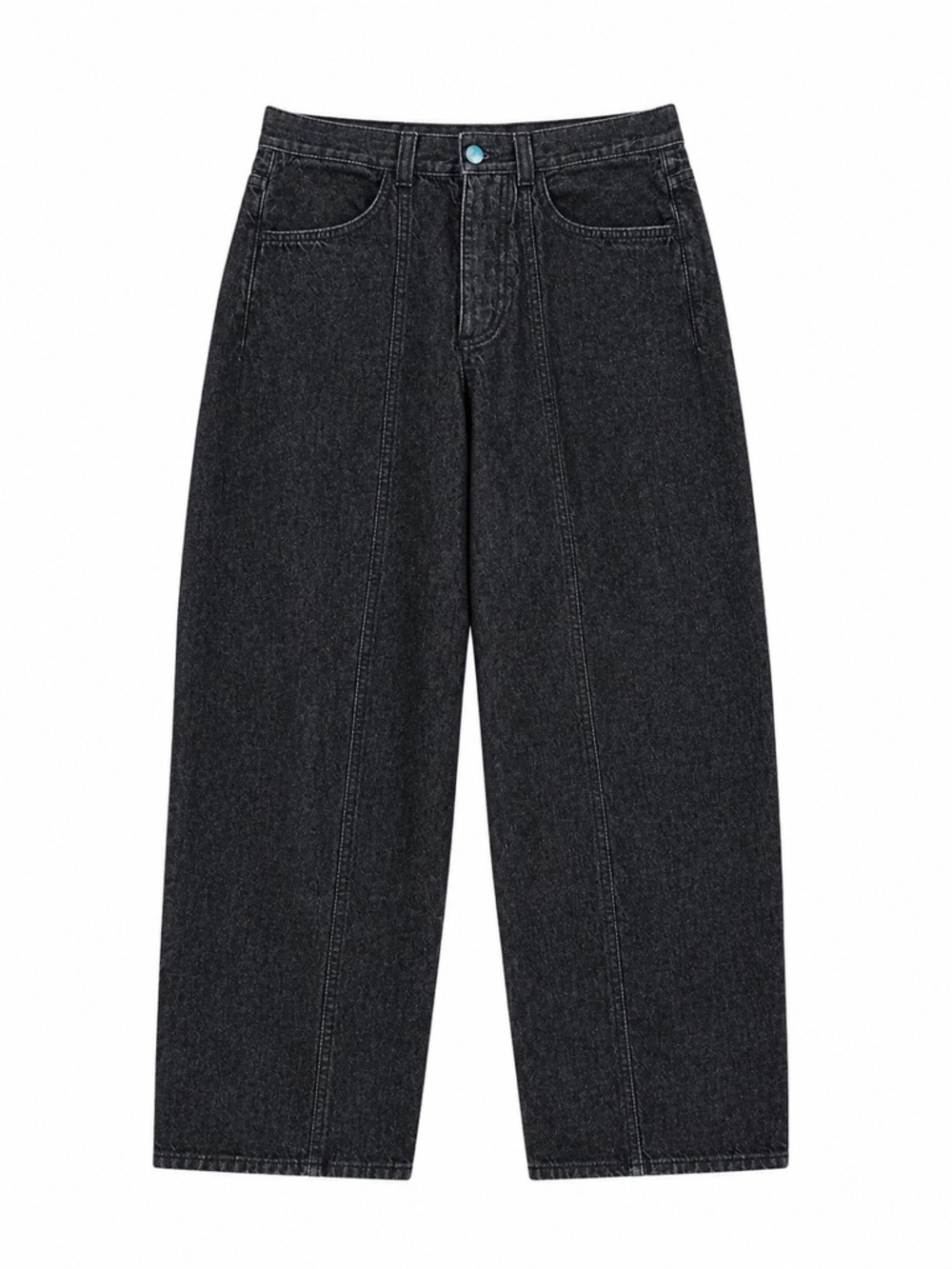 COS mid-rise relaxed wide leg barrel jeans cotton washed black size 29